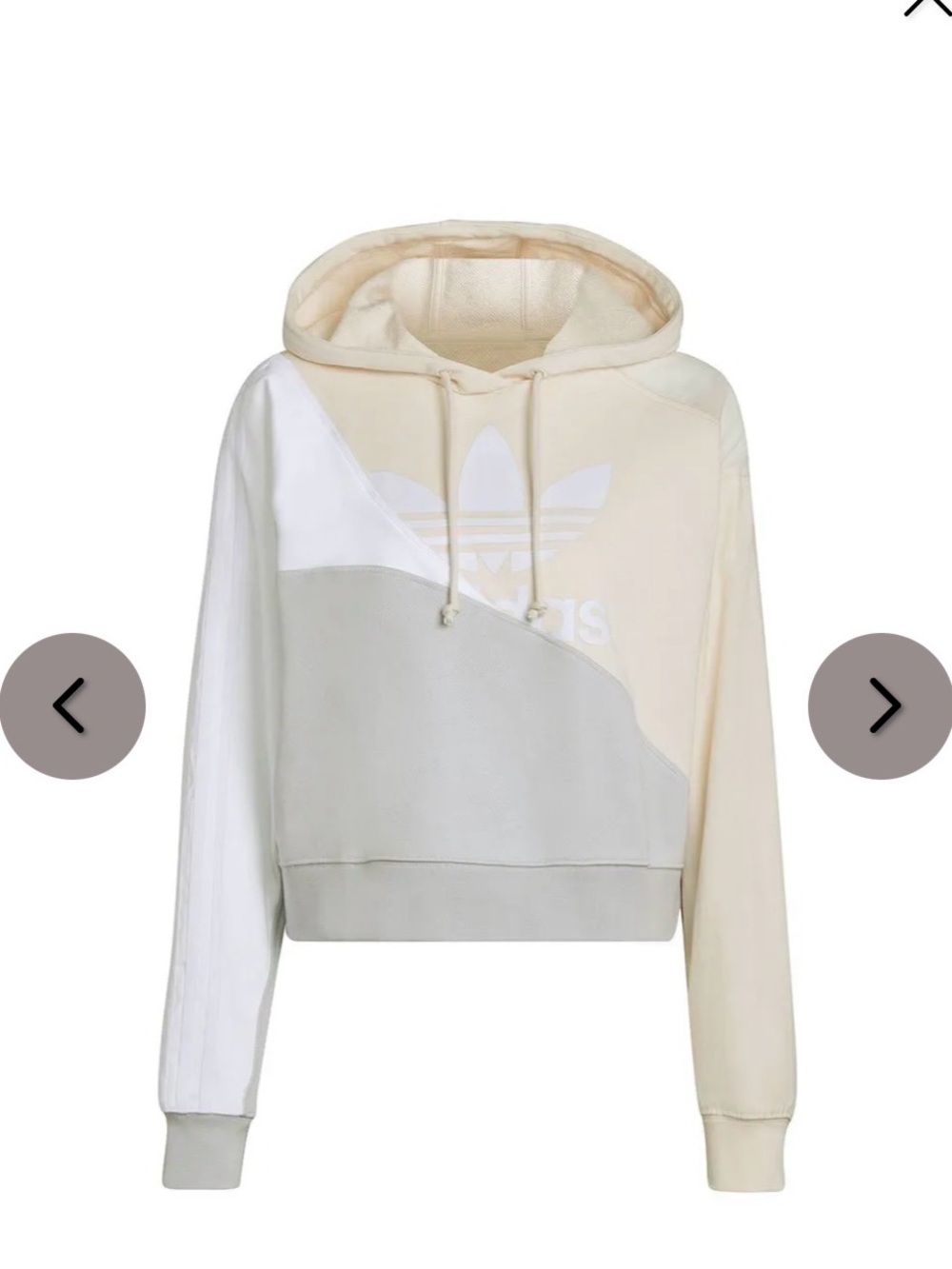 Women's Colorblock Hooded Pullover Sweatshirt - Cream, White, Light Gray